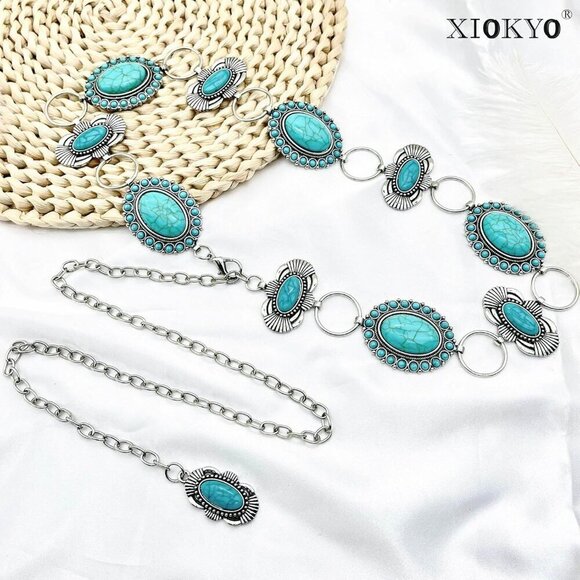 Turquoise Concho Western Belt Silver Cowgirl Country Accessories for Women